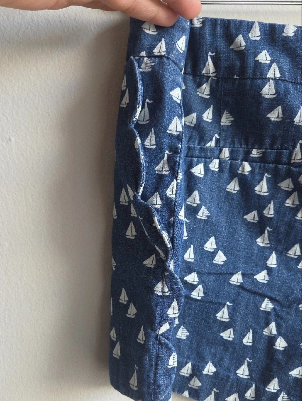 J. Crew Navy Blue Sailboat Print Jean Shorts - Picture 4 of 5